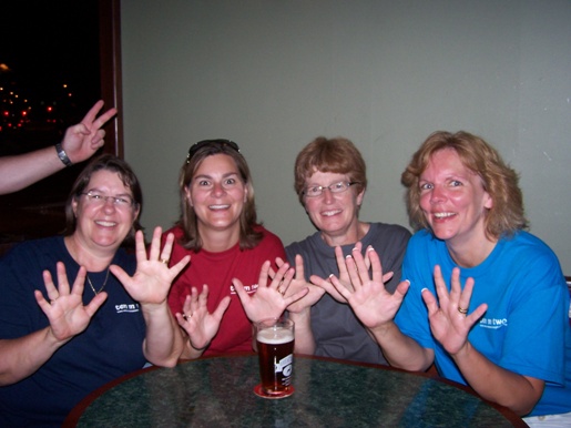 The ladies display 10 in 2 at Great Dane Brew Pub in Madison WI