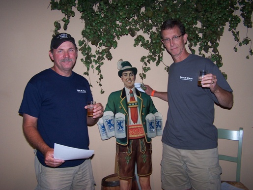 Joe & Dan and their little friend at the tasting room at New Glarus Brewing